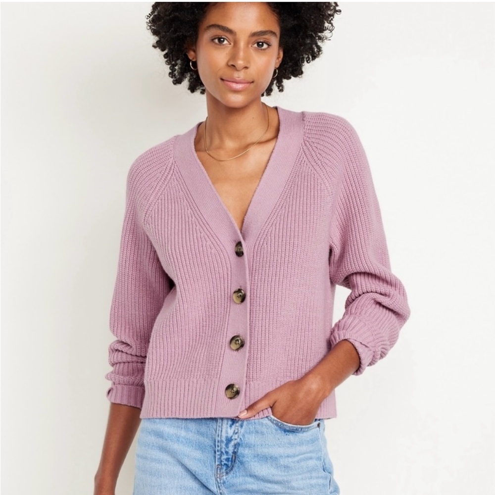 Old Navy Cotton Cardigan Women’s Medium Pink Button Down Cardigan Chunky Knit